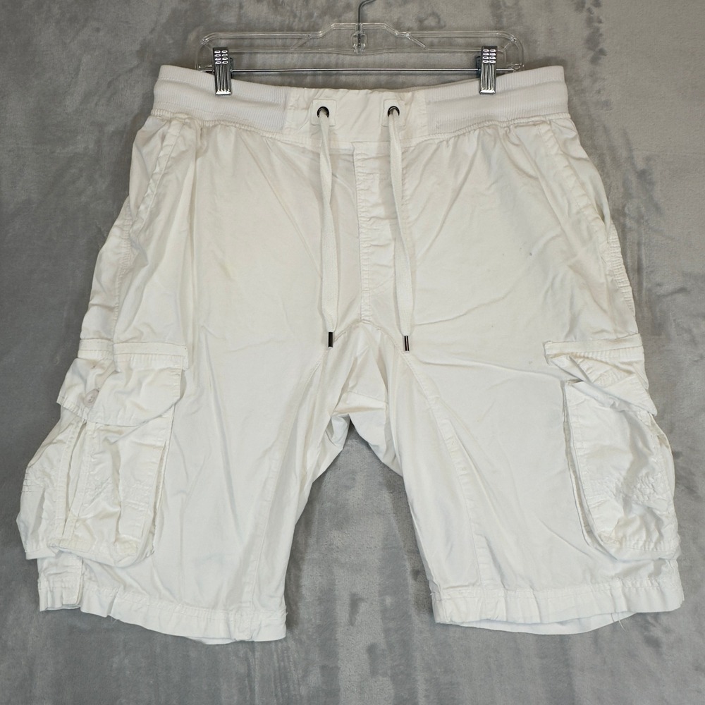 Southpole Authentic Collection Cargo Shorts Men's XL White Elastic Waist Y2K